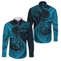 Personalised New Zealand Turquoise Darts Family Matching Mermaid Dress and Hawaiian Shirt Maori Fern Curve Style