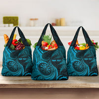 Personalised New Zealand Turquoise Darts Grocery Bag Maori Fern Curve Style