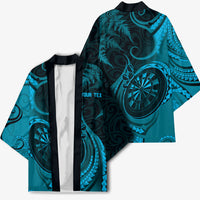 Personalised New Zealand Turquoise Darts Kimono Maori Fern Curve Style