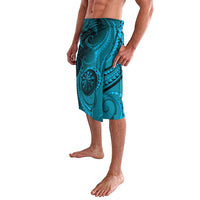 New Zealand Turquoise Darts Lavalava Maori Fern Curve Style