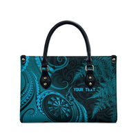 Personalised New Zealand Turquoise Darts Leather Bag Maori Fern Curve Style