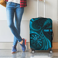 Personalised New Zealand Turquoise Darts Luggage Cover Maori Fern Curve Style