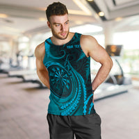 Personalised New Zealand Turquoise Darts Men Tank Top Maori Fern Curve Style