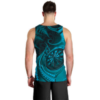 Personalised New Zealand Turquoise Darts Men Tank Top Maori Fern Curve Style