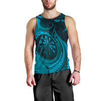 Personalised New Zealand Turquoise Darts Men Tank Top Maori Fern Curve Style