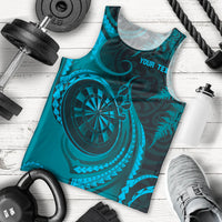Personalised New Zealand Turquoise Darts Men Tank Top Maori Fern Curve Style