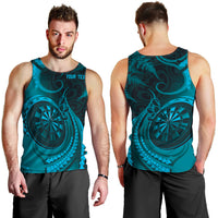 Personalised New Zealand Turquoise Darts Men Tank Top Maori Fern Curve Style