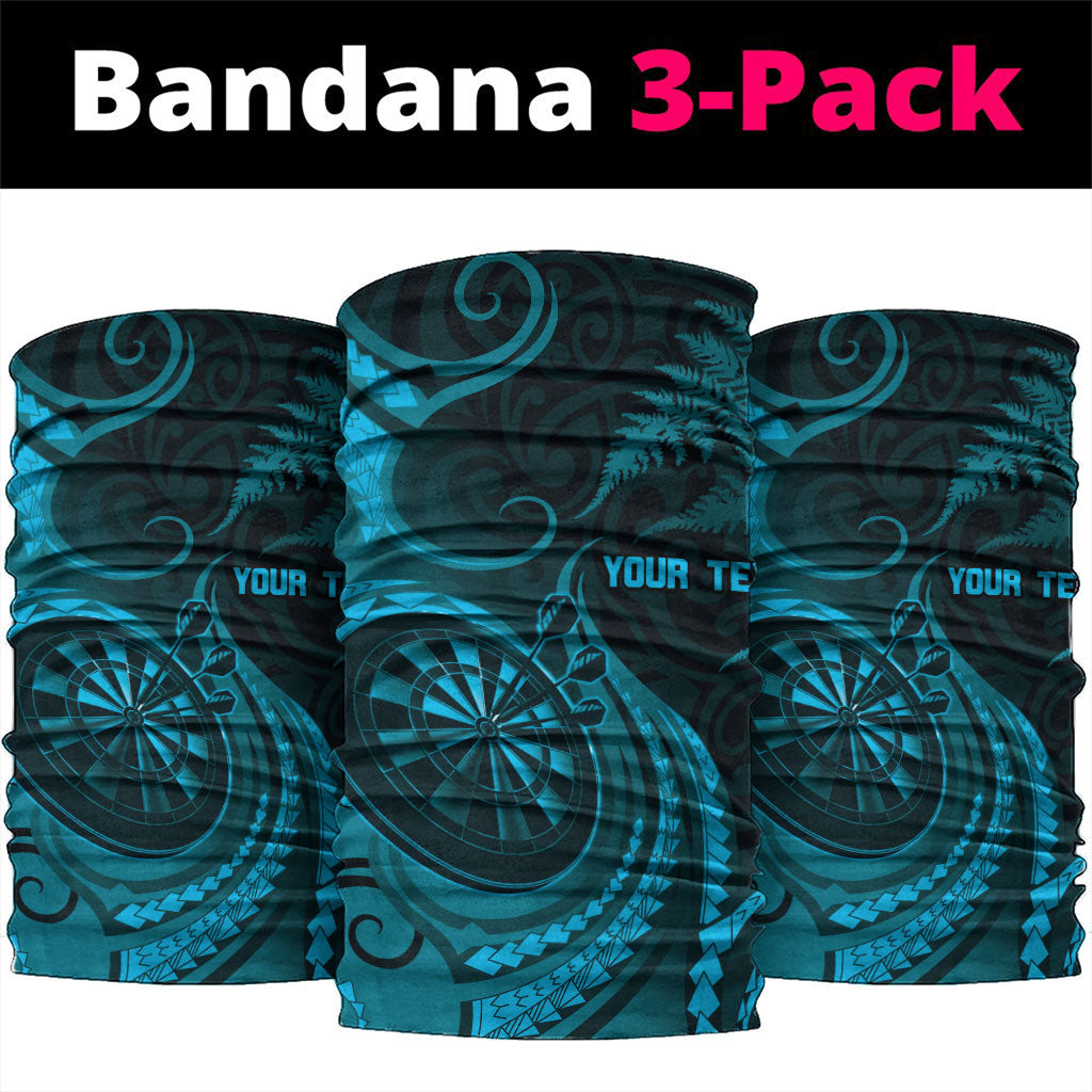 Personalised New Zealand Turquoise Darts Neck Gaiter Maori Fern Curve Style