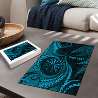 Personalised New Zealand Turquoise Darts Puzzle Maori Fern Curve Style