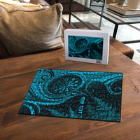Personalised New Zealand Turquoise Darts Puzzle Maori Fern Curve Style