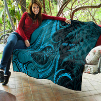 Personalised New Zealand Turquoise Darts Quilt Maori Fern Curve Style