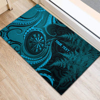 Personalised New Zealand Turquoise Darts Rubber Doormat Maori Fern Curve Style