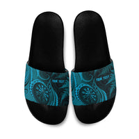 Personalised New Zealand Turquoise Darts Slide Sandals Maori Fern Curve Style