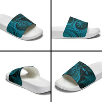 Personalised New Zealand Turquoise Darts Slide Sandals Maori Fern Curve Style