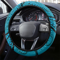 New Zealand Turquoise Darts Steering Wheel Cover Maori Fern Curve Style