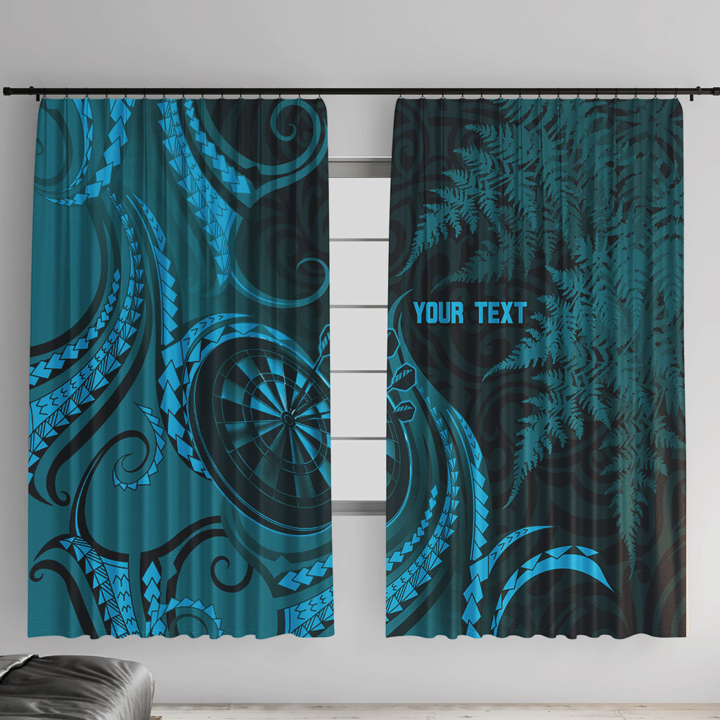 Personalised New Zealand Turquoise Darts Window Curtain Maori Fern Curve Style