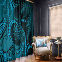 Personalised New Zealand Turquoise Darts Window Curtain Maori Fern Curve Style