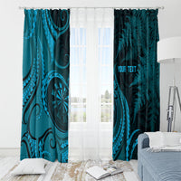 Personalised New Zealand Turquoise Darts Window Curtain Maori Fern Curve Style
