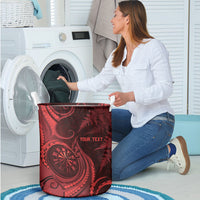 Personalised New Zealand Red Darts Laundry Basket Maori Fern Curve Style