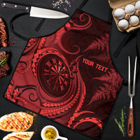 Personalised New Zealand Red Darts Apron Maori Fern Curve Style
