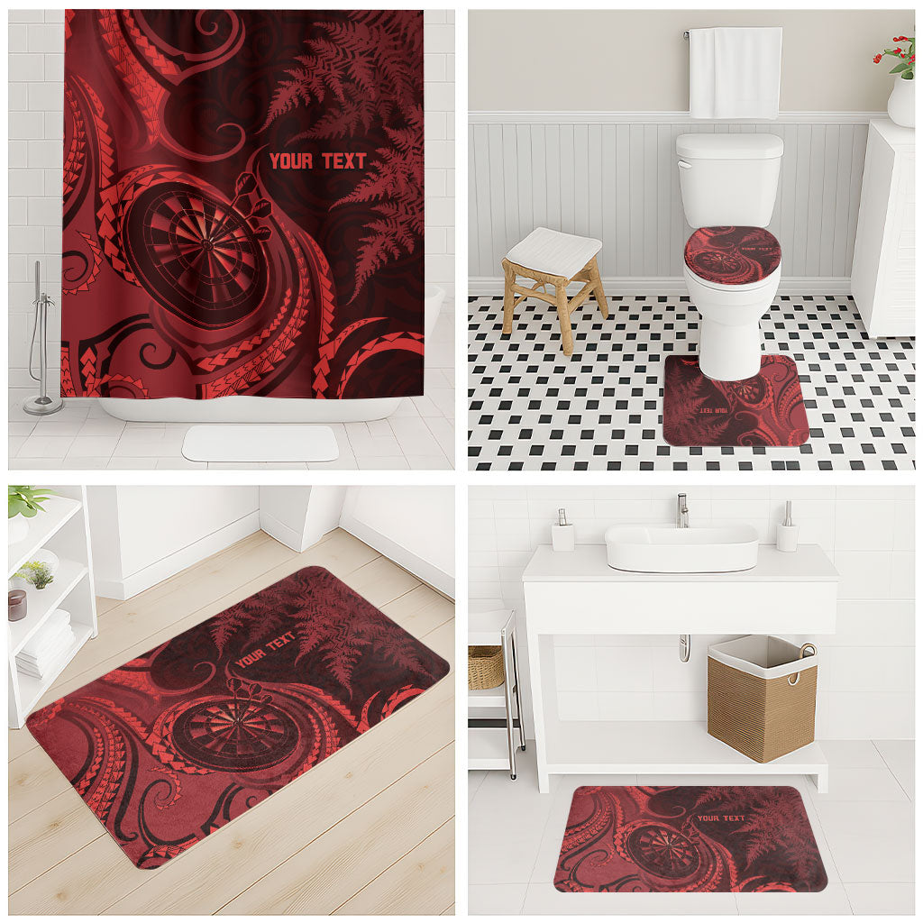 Personalised New Zealand Red Darts Bathroom Set Maori Fern Curve Style