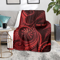 Personalised New Zealand Red Darts Blanket Maori Fern Curve Style