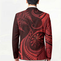Personalised New Zealand Red Darts Blazer Maori Fern Curve Style