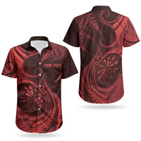 Personalised New Zealand Red Darts Couples Matching Mermaid Dress and Hawaiian Shirt Maori Fern Curve Style