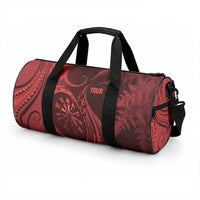 Personalised New Zealand Red Darts Duffle Bag Maori Fern Curve Style