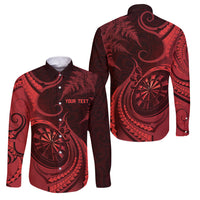Personalised New Zealand Red Darts Family Matching Mermaid Dress and Hawaiian Shirt Maori Fern Curve Style