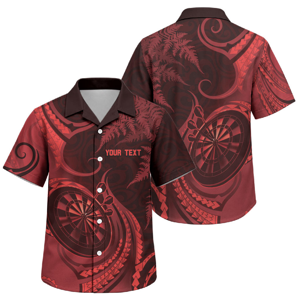 Personalised New Zealand Red Darts Family Matching Off The Shoulder Long Sleeve Dress and Hawaiian Shirt Maori Fern Curve Style