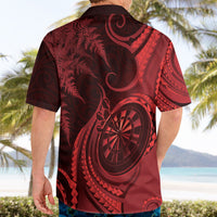Personalised New Zealand Red Darts Hawaiian Shirt Maori Fern Curve Style