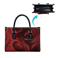 Personalised New Zealand Red Darts Leather Bag Maori Fern Curve Style