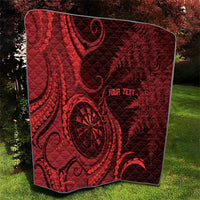 Personalised New Zealand Red Darts Quilt Maori Fern Curve Style