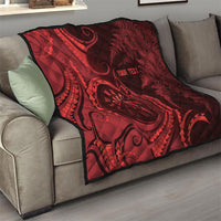 Personalised New Zealand Red Darts Quilt Maori Fern Curve Style