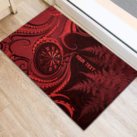 Personalised New Zealand Red Darts Rubber Doormat Maori Fern Curve Style