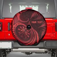 Personalised New Zealand Red Darts Spare Tire Cover Maori Fern Curve Style