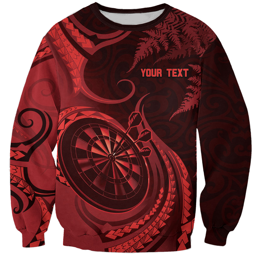 Personalised New Zealand Red Darts Sweatshirt Maori Fern Curve Style