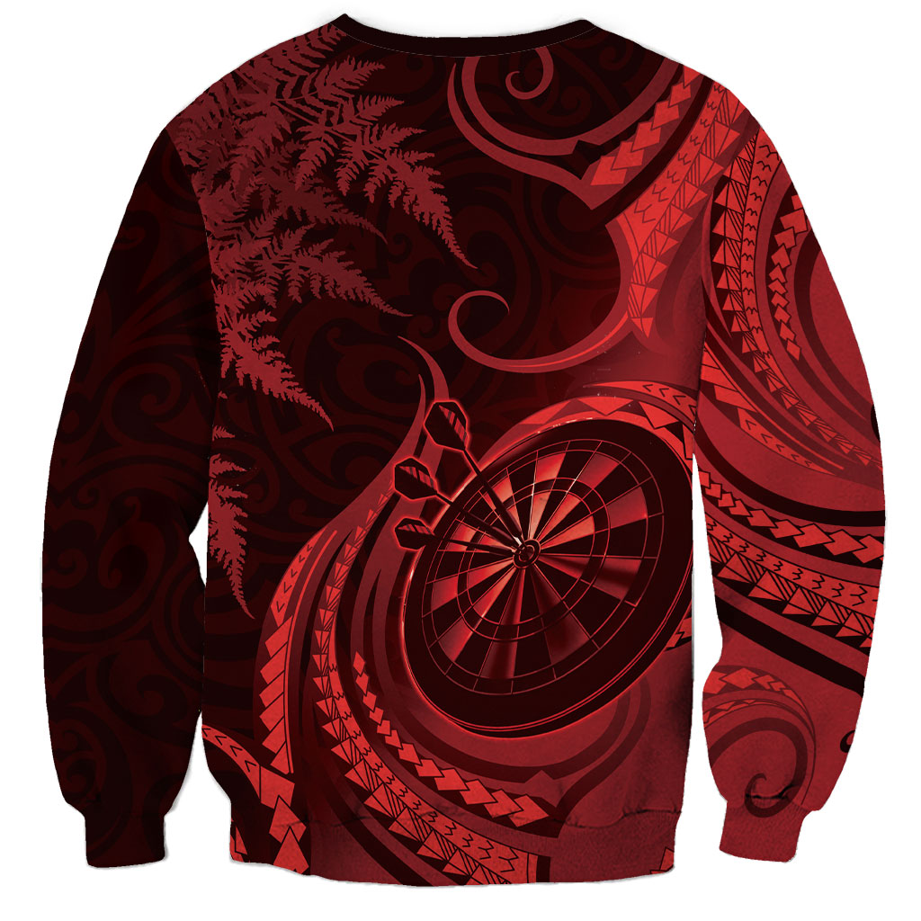 Personalised New Zealand Red Darts Sweatshirt Maori Fern Curve Style