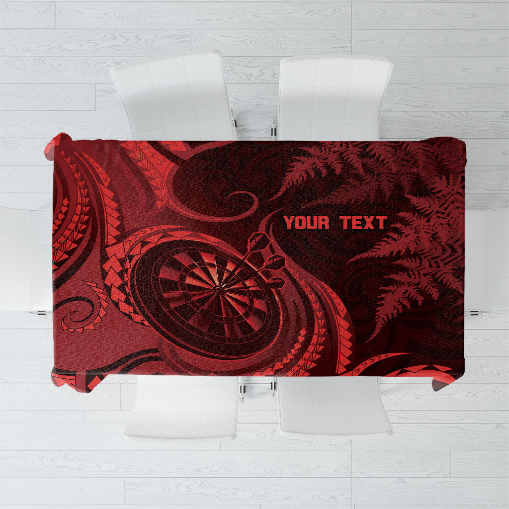 Personalised New Zealand Red Darts Tablecloth Maori Fern Curve Style