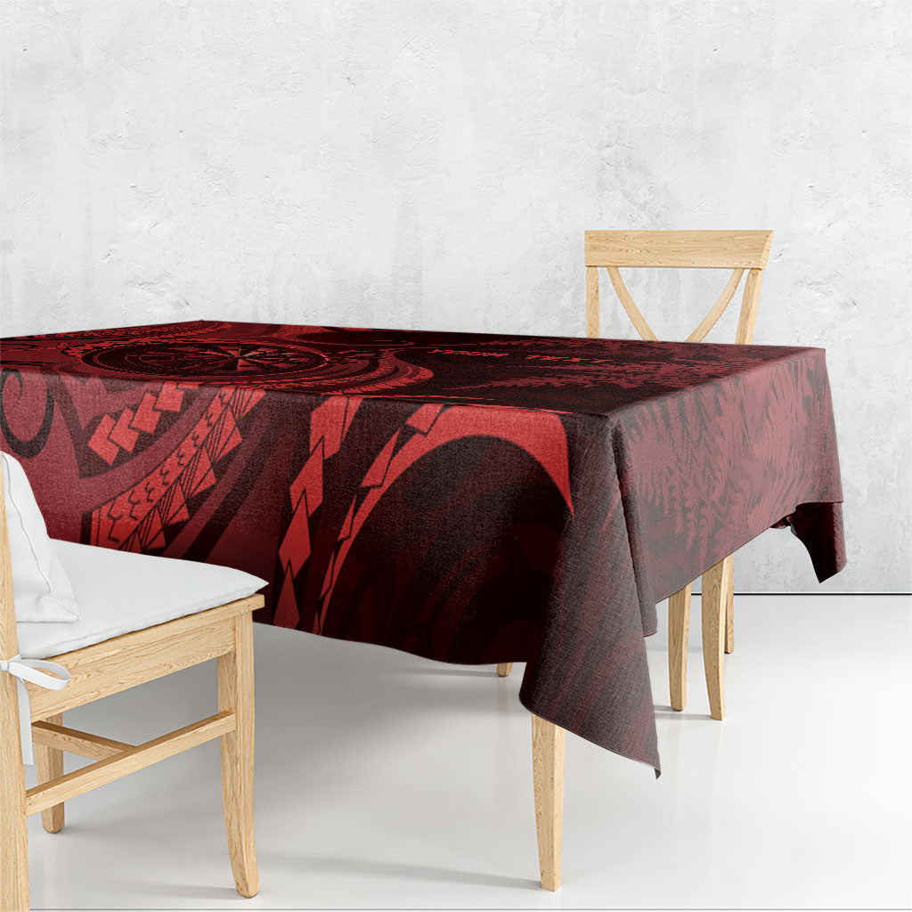 Personalised New Zealand Red Darts Tablecloth Maori Fern Curve Style