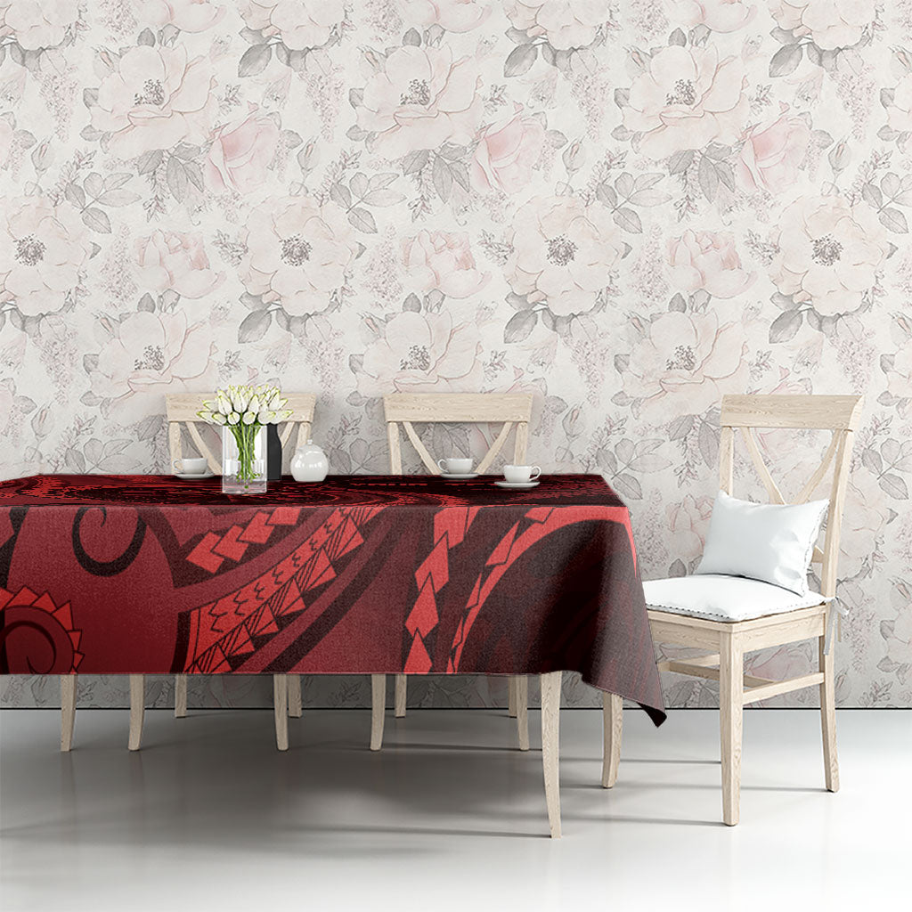 Personalised New Zealand Red Darts Tablecloth Maori Fern Curve Style