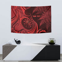 Personalised New Zealand Red Darts Tapestry Maori Fern Curve Style