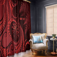 Personalised New Zealand Red Darts Window Curtain Maori Fern Curve Style