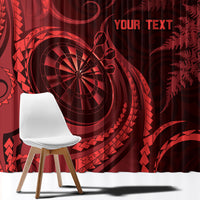 Personalised New Zealand Red Darts Window Curtain Maori Fern Curve Style