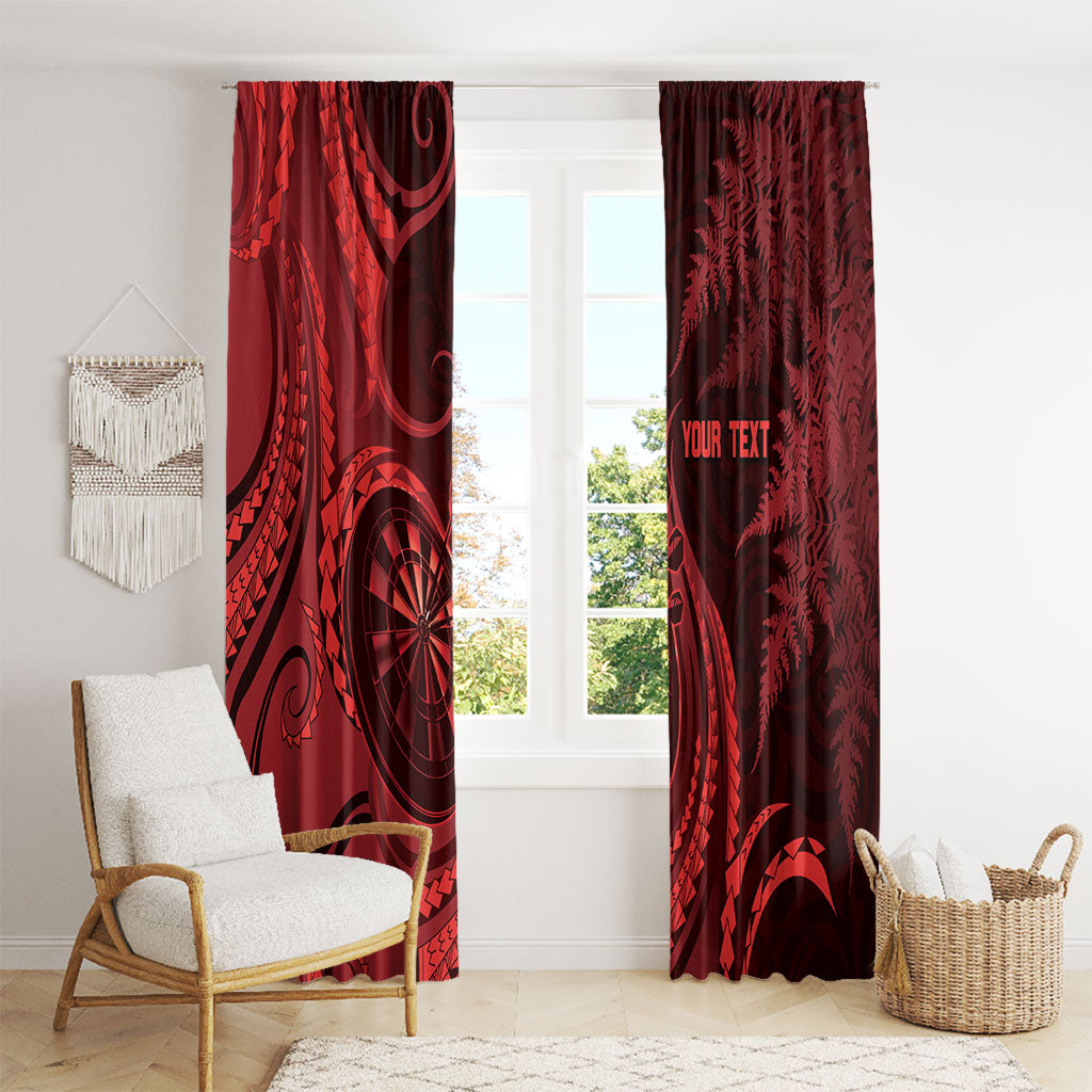 Personalised New Zealand Red Darts Window Curtain Maori Fern Curve Style