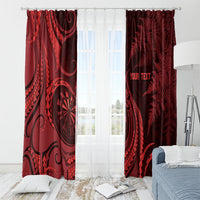 Personalised New Zealand Red Darts Window Curtain Maori Fern Curve Style