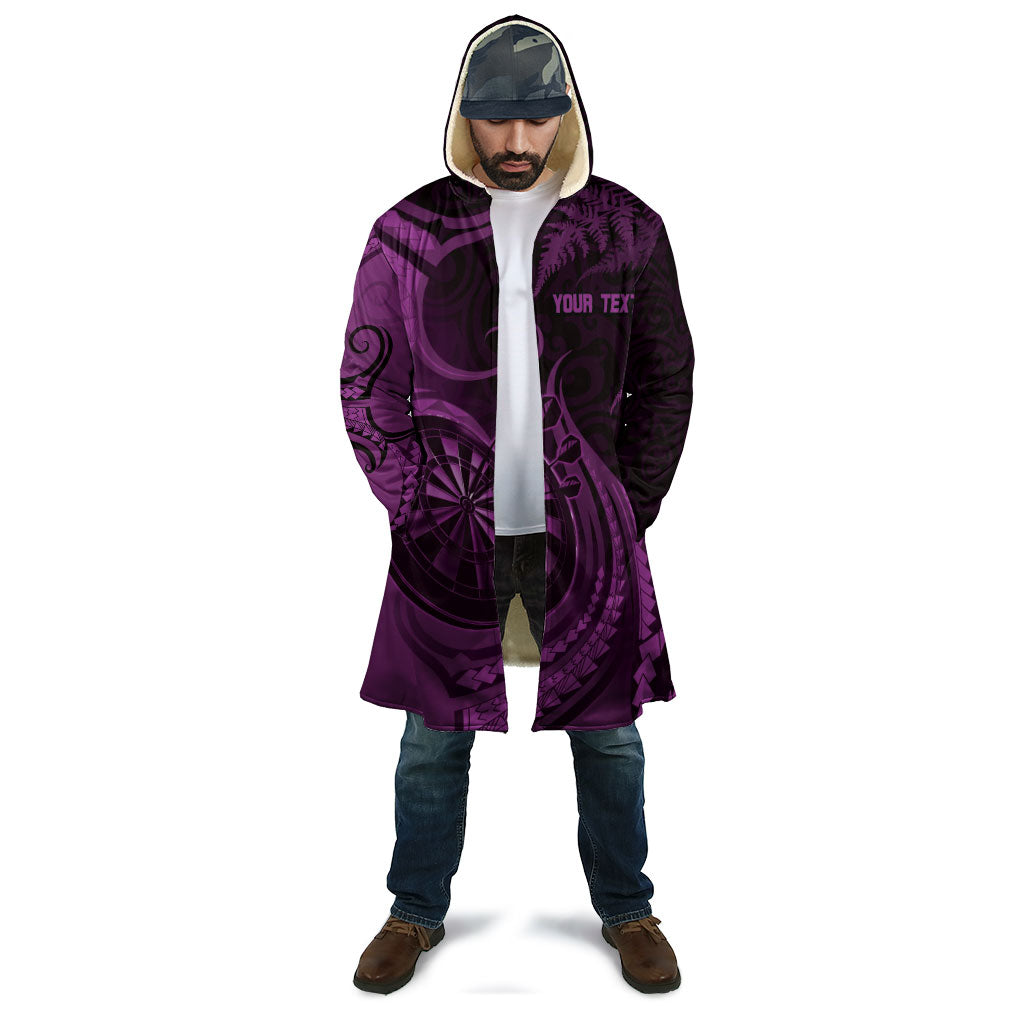 Personalised New Zealand Purple Darts Cloak Maori Fern Curve Style