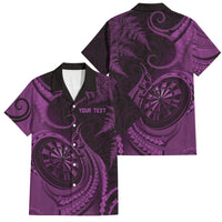 Personalised New Zealand Purple Darts Family Matching Mermaid Dress and Hawaiian Shirt Maori Fern Curve Style