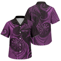Personalised New Zealand Purple Darts Family Matching Summer Maxi Dress and Hawaiian Shirt Maori Fern Curve Style